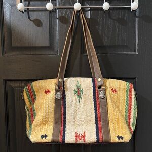 Myra Bag Yellow and Brown Tote